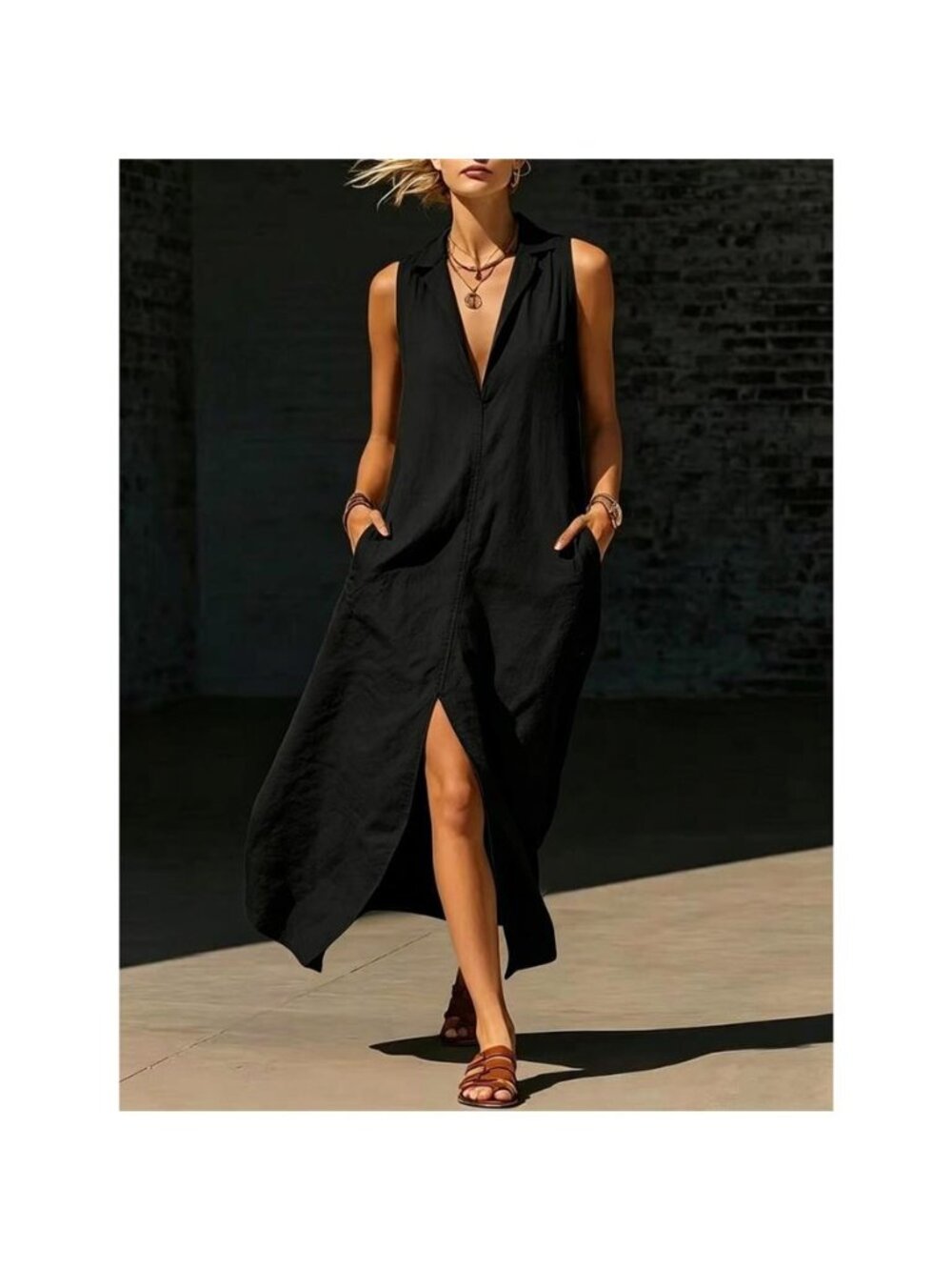 A Classy Chic Boutique Black Sleeveless V-Neck Maxi Dress NWOT